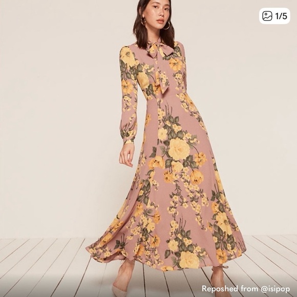 Reformation Floral Long Sleeve Maxi Dress - Picture 1 of 3